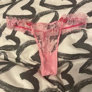 Victoria secret sexy little thing size M pink lace thong with cute little bows